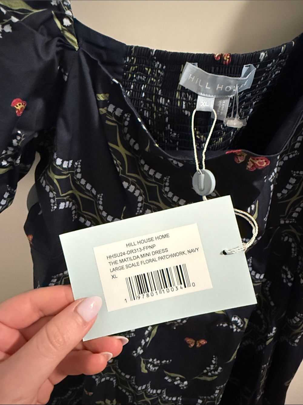 NWT Hill House Patchwork Floral Mini Matilda Puff Sleeve Dress - Picture 3 of 3